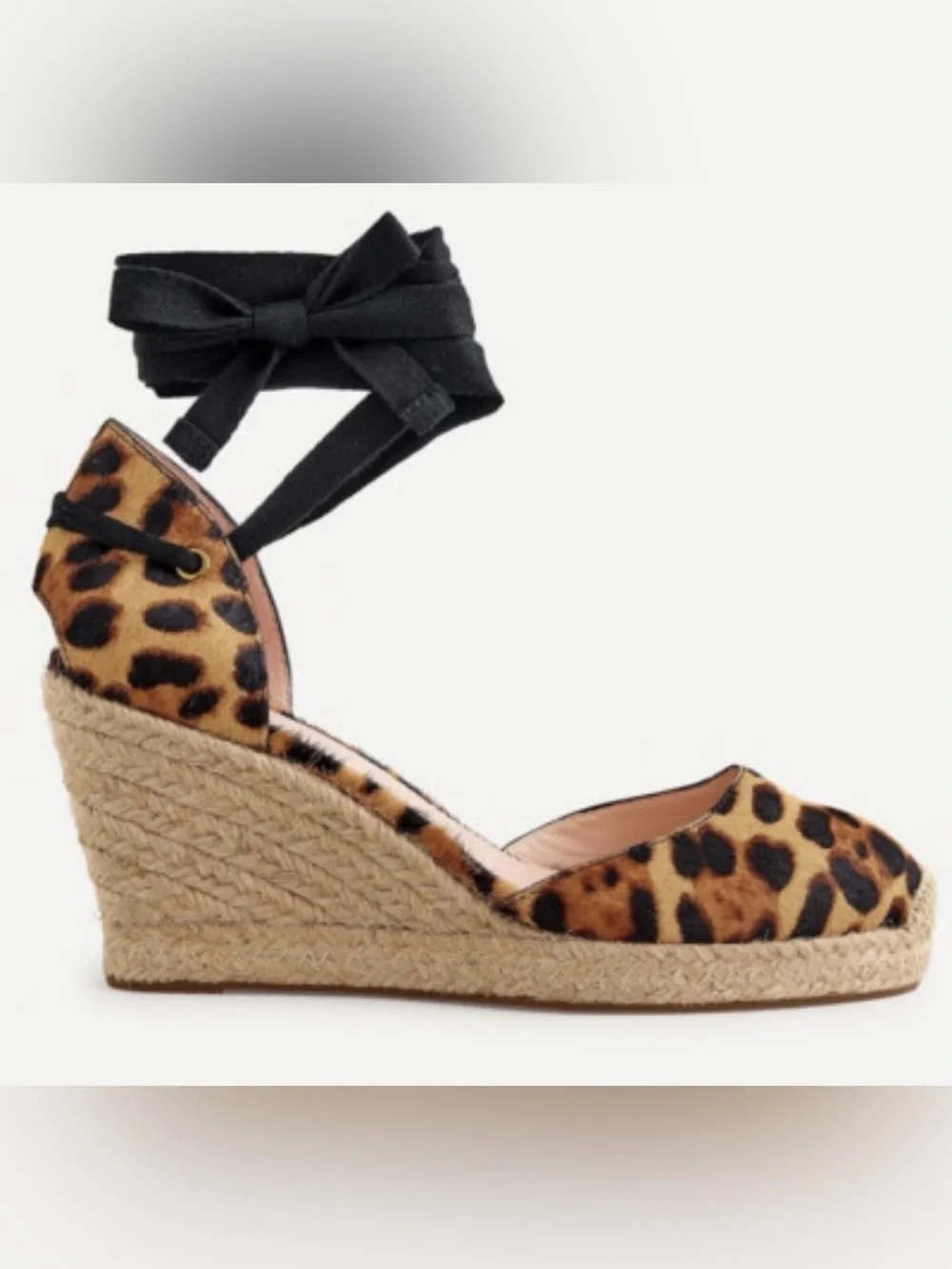 NEW J Crew Hutton Leopard Ankle wrap espadrille wedges Size 7